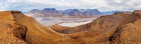 Horizontal panorama view near Longyearbyen Spitsbergen Norway