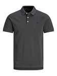 JACK & JONES Mens Paulos Tipped Pique Polo Shirt Dark Grey M