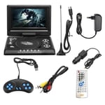 Lecteur DVD de Voiture Portable de 7,8 Pouces pour la Maison, Lecteur DVD HD VCD CD MP3 HD EVD avec Fonction TV-FM-USB-Jeu-Prise