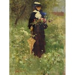 Artery8 Ferdinand Heilbuth Woman With Flowers C1875 Painting Large Wall Art Poster Print Thick Paper 18X24 Inch