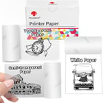 Papier thermique autocollant pour mini imprimante thermique M02/M02S/M02Pro/M03/M03AS/M04S/M04AS,53 mmx3,5 m,papier imprimante blanc/transparent/semi-transparent,3 rouleaux