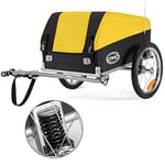 Remorque Velo Cargo avec Amortisseur, Capacité de Charge Jusqu'à 120l et 88lb / 40kg, Remorque de Fret Pliante, Remorque de Transport de Signal de Sécurité de Vélo avec Bâche