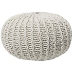 Pouf Rond en Coton Beige à Billes de Polystyrène Accessoire d'Intérieur Doux Co