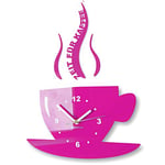 FLEXISTYLE Cup Time for Coffee Horloge Murale de Cuisine Moderne 3D Romaine Décoration (Rose)