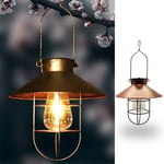 Retro Solar Lantern lampa i metall med krok - Brons - Varm belysning