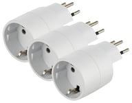 Electraline 70040 Adaptateur de Voyage (Schuko) 2 Europe vers Les 3 Broches Suisse Blanc, Switzerland (Lot de 3)