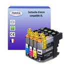 T3AZUR- 4x Cartouches compatibles avec Brother LC123XL pour Brother DCP-J132W, DCP-J152W, DCP-J172W, DCP-J4110DW