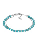 Fossil Bracelet for Women All Stacked Up, Reconstituted Turquoise Chain Beaded Bracelet, Length: 165mm+35mm, Width: 4mm, JF04445040