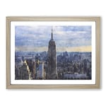 The Empire State Building Vol.2 Painting Modern Art Framed Wall Art Print, Ready to Hang Picture for Living Room Bedroom Home Office Décor, Oak A4 (34 x 25 cm)