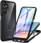 CENHUFO Coque Samsung A05s, Antichoc Housse avec Protection d'écran, 360° Protégé Téléphone Etui Double Face Bumper Transparent Case Robuste Portable Intégrale Coque pour Samsung Galaxy A05s -Noir