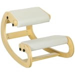 HOMCOM Siège Assis Genoux, siège Ergonomique en Bois à Bascule, Chaise à Genoux réglable pour Bureau à Domicile, améliorer la Posture, maux de Dos, crème