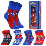 Marvel Chaussettes pour Garçons, Coffret de 5 Socks - Idée Cadeau Enfant (Bleu/Rouge, 30-35 EU)