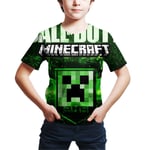 Minecraft Garmer Print T-shirt Barn & Flickor Kortärmad Topp 2# D 9-10 år = EU 134-140