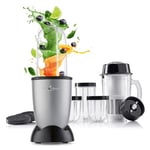 GOURMETmaxx Mr. Magic Mixer | Smoothie Maker avec paquet d'accessoires XXL | 18 pièces | Blender avec couvercles anti-fuite pour conserver la fraîcheur | Pour shakes, smoothies etc.