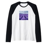 Lavender Fields In Bloom Vintage Landscape Graphic Raglan Baseball Tee