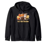 Tis the Season Thanksgiving Fall Yall Season Football Player Zip Hoodie