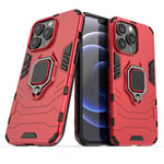 IMIRST Apple iPhone 13 Pro Case - Heavy Duty Armor Dual Layer Shock Resistant Hybrid Protective Snap-on Case Cover with Ring Holder Kickstand for Apple iPhone 13 Pro HB Red