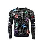 Numskull Unisex Official PlayStation Symbols Black Unisex Knitted Christmas Jumper X Large Ugly Novelty Christmas, See Picture, XL UK