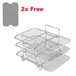 Air Fryer Rack & Grill Stick Stainless Steel Double Basket Accessorie for Ninja