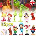 12Pcs How the Grinch Stole Christmas Cartoon Action Figure Kids Toy Doll Gifts