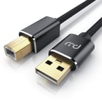 Câble imprimante et scanner USB 1m - Connexion USB 2.0 type A mâle vers type B mâle - Compatible avec HP Canon Epson Lexmark Pixma Xerox, Brother Samsung Pianos numériques Midi DAC, etc