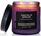 M&SENSE Bougie parfumée Santal Épicéa, 320g Bougie en cire de soja naturelle, jusqu'à 70 heures, 2 mèches en coton, Bougie boisée Cadeau de pendaison de crémaillère pour Yoga Spa