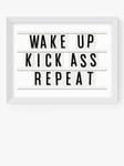 EAST END PRINTS Rafael Farias 'Wake Up Kick Ass Repeat' Framed Print