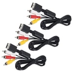 Black AV Cord 3 RCA Flat Video/Audio Cable For Sony Playstation PS PS2 PS3