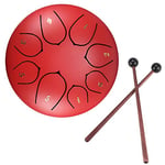 DEECOZY Slit Drums, Steel Tongue Drum, 6 inches 8 Tone D Key, Handpan Drum with Drumsticks, Bag, Finger Cover, Percussion Instrument for Musical Education Concert Mind Healing Yoga Meditation, Red