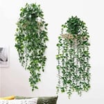 2Pcs Plantes Suspendues Artificielles avec Pots 50cm de Long Verdure Plantes en Pot pour Décoration Intérieure Extérieure