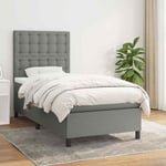 Lit � sommier tapissier et matelas Gris fonc� 90x190 cm Tissu