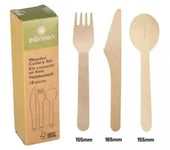 18 X wooden cutlery Set Disposable Forks Spoons Knives Eco Friendly Bio gradable