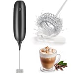 Milk Frother Handheld Whisk Battery Powered Drink Mixer, Milk Frother Foamer & Mini Drink Mixer Coffee Frother, Electric Portable for Latte, Cappuccino, Hot Chocolate-Black