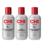 CHI CHI Infra Trio Kit For Unisex 3 Pc 6oz CHI Silk Infusion, 6oz CHI Infra Shampoo, 6oz CHI Infra Treatment