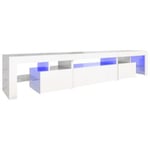 Meuble TV avec lumières LED Blanc brillant 215x36,5x40 cm - Prolenta Premium