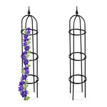 Relaxdays Trellis obélisque, Lot de 2, 100 m de Hauteur, Plantes grimpantes, en métal, Stable, Tour pour Rosier, Noir