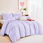 Menkala Housse de Couette 240 x 260 Parure de Lit Adulte 2 Personnes Sommier en Microfibre Violet Linge de lit Semblable au Coton au Toucher avec 2 Taies d'oreiller 65x65 et Fermeture Éclair