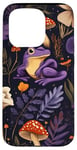 Coque pour iPhone 15 Pro Violet Bohème Ethnique Grenouille et Champignon Vintage Motif