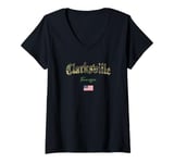 Womens Clarksville Gothic Design Camouflage Version V-Neck T-Shirt