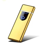 Lighter Rechargeable Lighter Touch Ignition USB Charging Lighter Windproof Lighter Cigarette Power Indicator Flameless Boyfriends Father Gifts,Gold