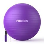 PROIRON Balles d'exercices Fitness Très épais, 55CM 65CM 75CM Balle Gymnastique, Swiss Ball, Ballon de Gym avec Pompe Rapide, Anti-éclatement et Anti-dérapant Yoga Ball, Bleu Violet Rose