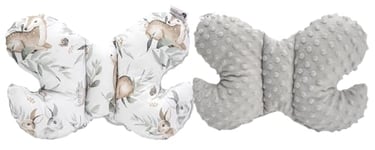 Medi Partner Oreiller pour bébé Papillon 100% coton en peluche Minky pour enfant soutien du cou pour voiture poussette voyage sommeil oreiller cervical rouleau de répétition