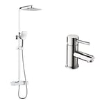 Bristan CRZ2 SHXDIVCTFF C Craze Safetouch Rigid Riser Bar Mixer Shower, Chrome & BTZ BAS C Blitz Basin Mixer - Chrome