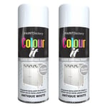 2x Antique White Gloss Spray Paint Aerosol Auto Car Lacquer Wood Metal 400ml