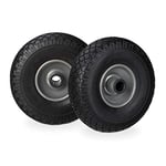 Relaxdays Paire de roues de diable noir/gris, anti-crevaison, 10026071_957, pneus pleins en caoutchouc 3.00-4, jante en acier, axe de 25 mm, 100 kg, 260 x 85 mm, noir/gris