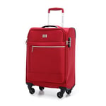 WITTCHEN Mira Line Valise Cabine Bagages à Main Bagage Souple Petit Bagage Valise en Polyester Poignee Manche télescopique Quatre roulettes pivotantes Serrure à Combinaison TSA Taille S Rouge