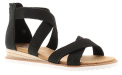 Skechers Womens Sandals Desert Kiss Desert N Zip Wedge Elastic Straps Black UK S