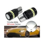 T10 w5w 6000k Led lampor Canbus 320 lumen chip 2-pack Vit