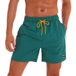 JustSun Short de Bain Homme Maillot de Bain Homme Boardshort Short Plage Étanche Short Séchage Rapide Filet avec Poches Zippées Vert L