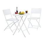 Relaxdays Meuble de jardin BASTIAN salon de jardin pliable table chaises optique rotin HxlxP: 75,5 x 60 x 60 cm, blanc